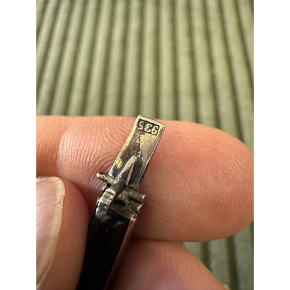 Vintage 935 Art Deco Sterling Silver Black Onyx Marcasite Bracelet - Picture 11 of 14